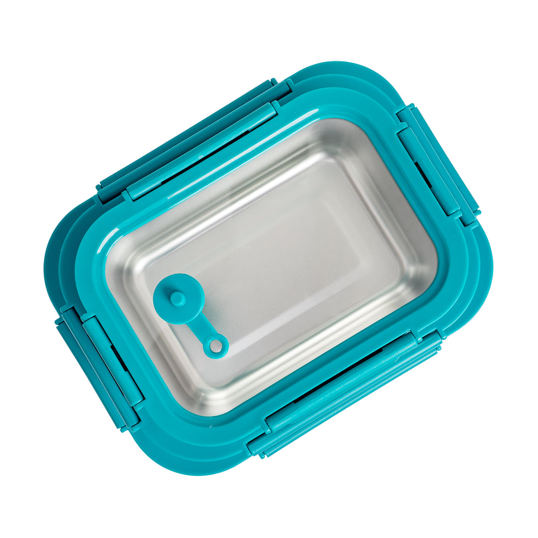 LACOR Etern - Lote de 3 Recipientes Rectangulares de 0.5L, 0.8L y 1.2L en Acero y Cristal Apto Microondas