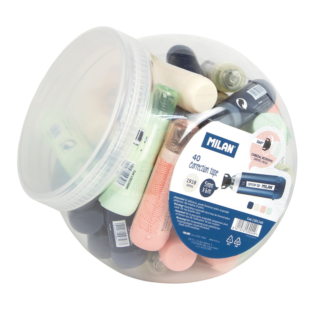 MILAN 1918 - Cinta Correctora Cilíndrica en Formato Mini. Apta para Zurdos. Surtido