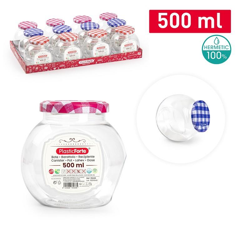 Plastic Forte Candy - Juego de 4 Botes para Golosinas 0.5L con Tapa Metálica. Azul