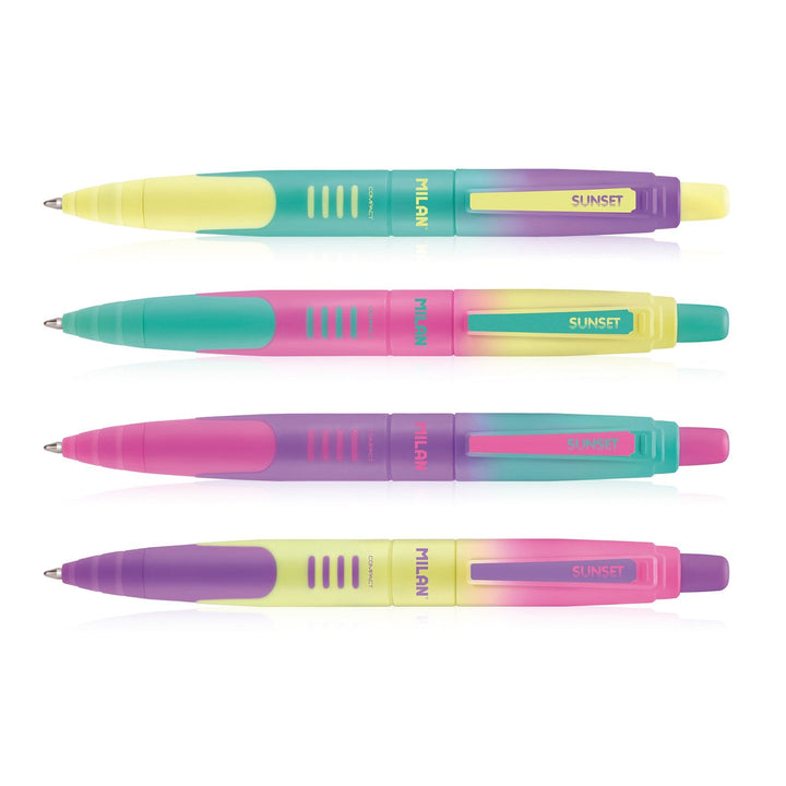 MILAN Sunset - Caja con 20 Bolígrafos de Pulsador Tinta Azul. Diseño COMPACT