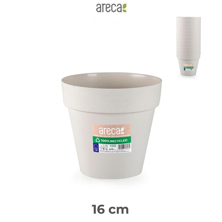 Areca Eco - Maceta Redonda Decorativa 16 cm Clásica. Beige Jaspeado