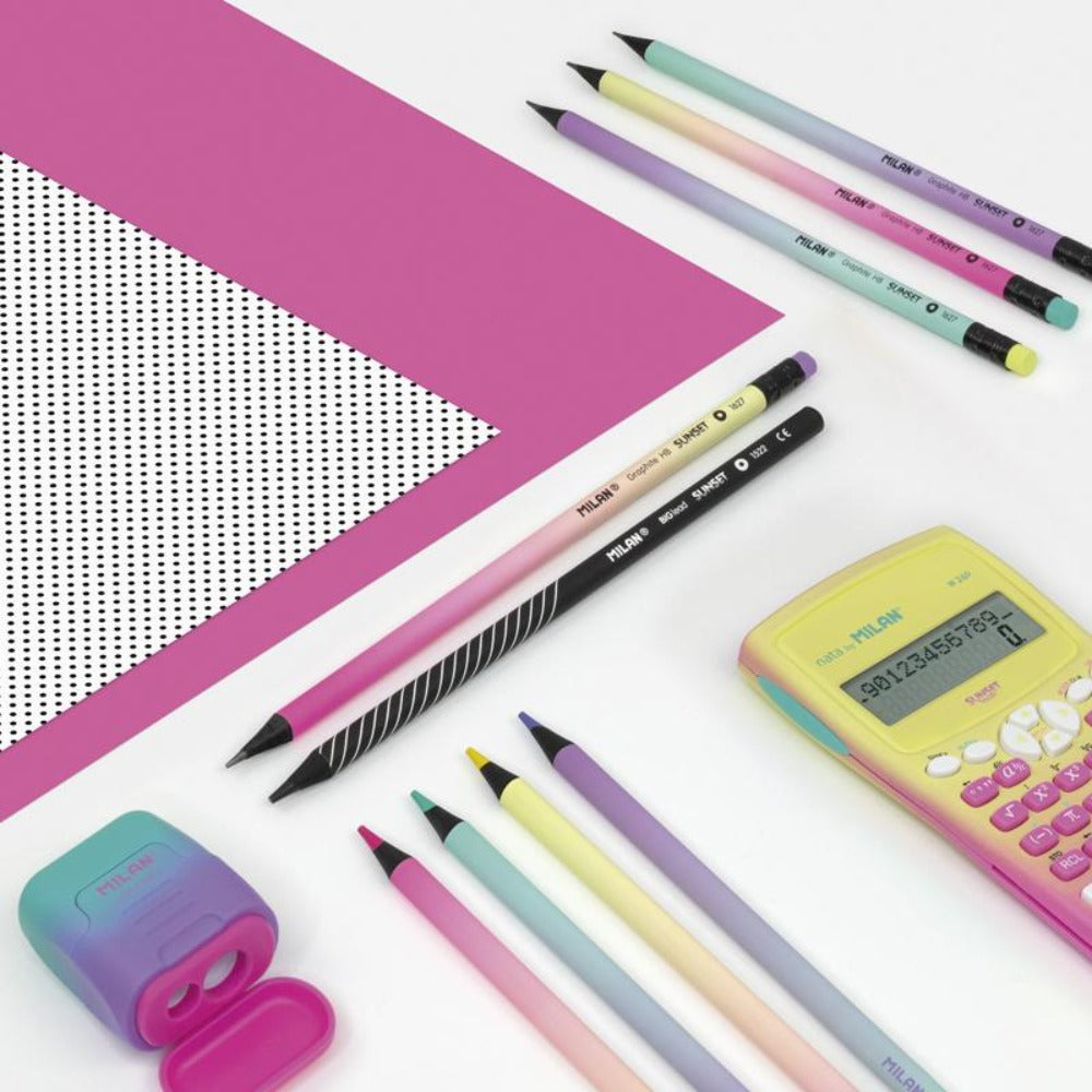 MILAN 20166224SN - Sacapuntas Doble con Depósito, Diseño COMPACT Sunset