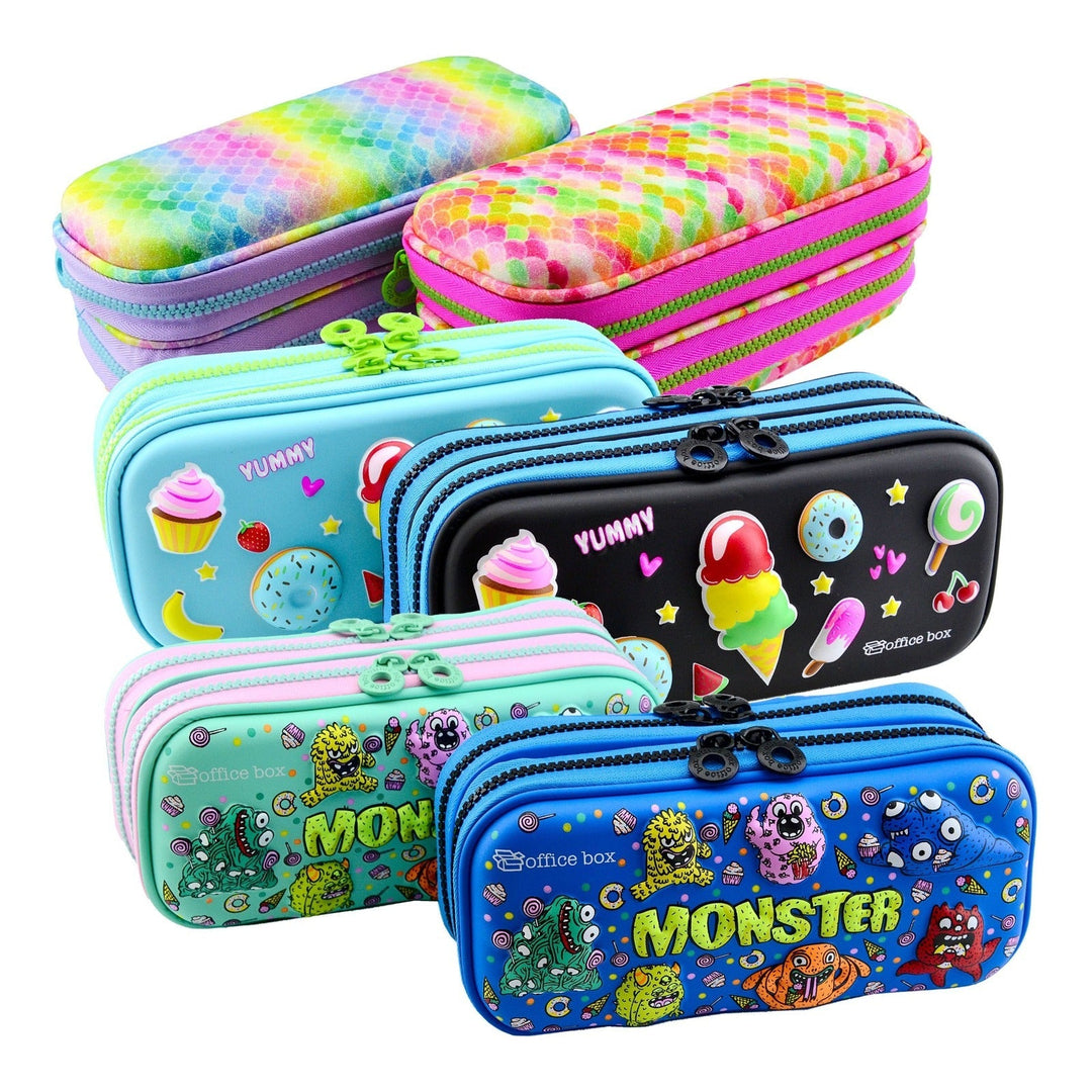 Estuche 3D Magic Multicompartimento con Cuerpo Rígido en EVA con Relieve. Modelo Monsters