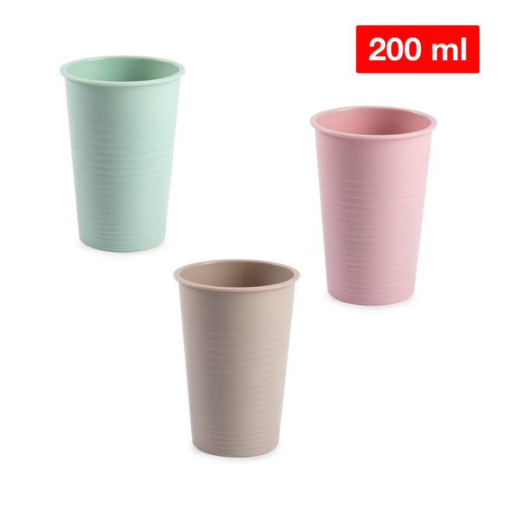 Plastic Forte - Lote de 6 Vasos de Agua de 200 ml Reutilizables. Ideal Fiestas. Marrón