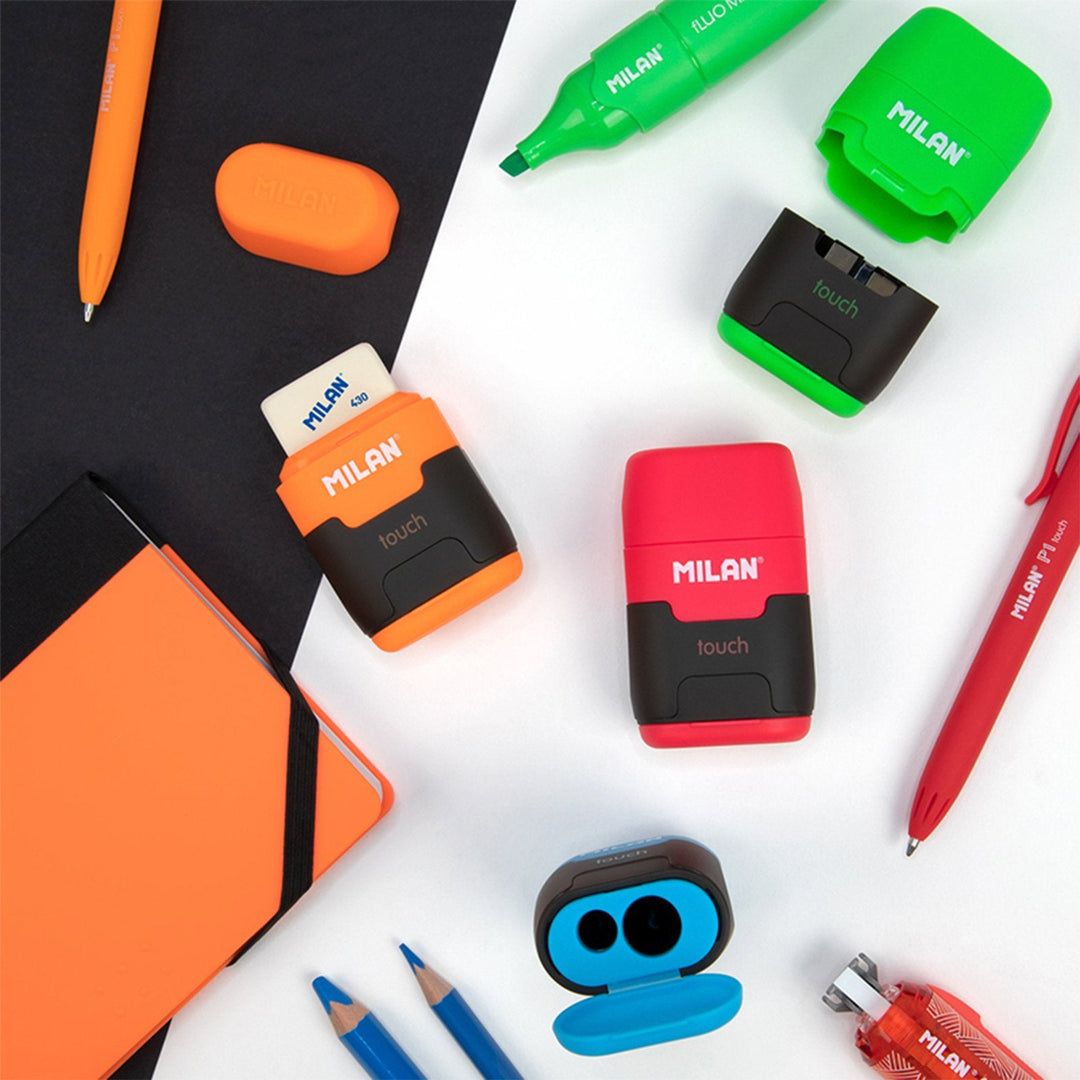 MILAN COMPACT TOUCH - Afilaborra Compact. Combinación de Goma y Sacapuntas Doble. Verde