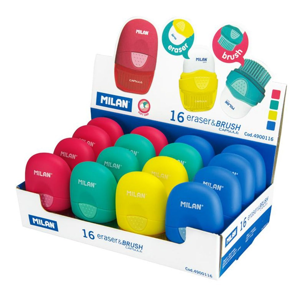 MILAN 4900116 - Eraser & Brush, Combinación de Goma y Cepillo. Diseño CAPSULE