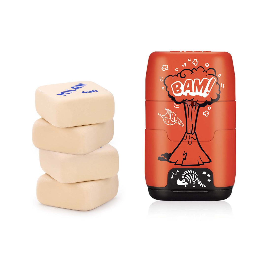 MILAN Million Years Ago - Afilaborra con 4 Gomas de Recambio. Rojo