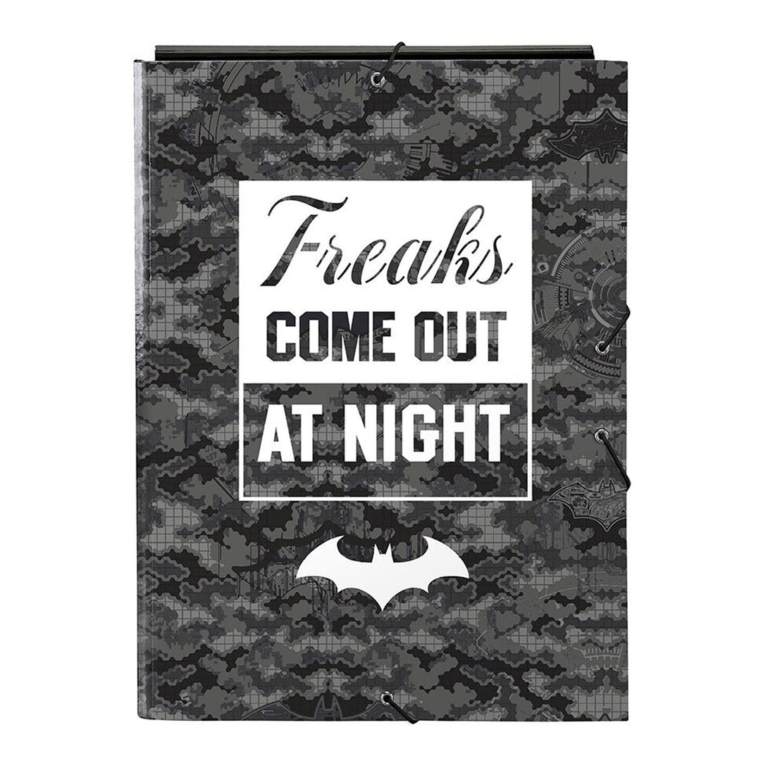 SAFTA Batman - Carpeta A4 con 3 Solapas y Cierre de Goma, Modelo Nigth