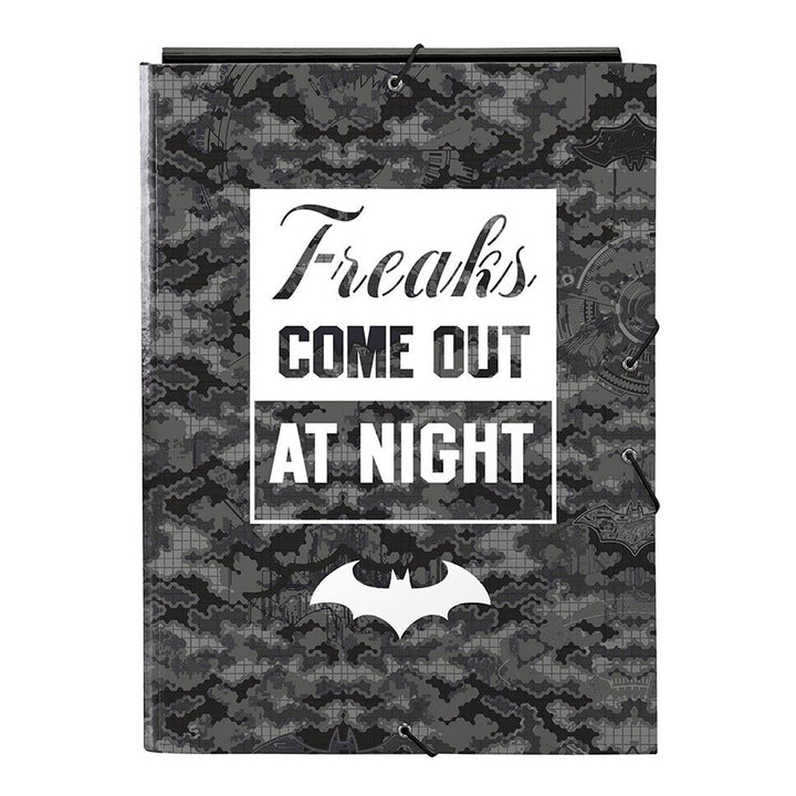 SAFTA Batman - Carpeta A4 con 3 Solapas y Cierre de Goma, Modelo Nigth