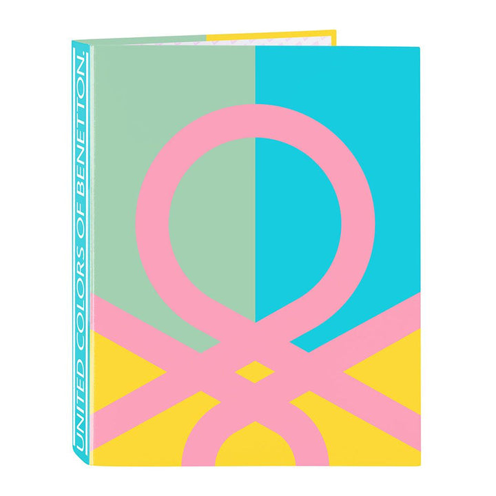 SAFTA Benetton - Carpeta de Anillas A4+ con Tapas Duras y Forradas, Modelo Color Block