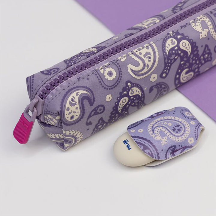 MILAN Drops - Estuche Escolar Portatodo de 3 Compartimentos. Violeta