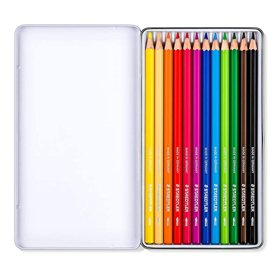 STAEDTLER Design Journey - Caja Metálica con 12 Lápices de Colores Acuarelables