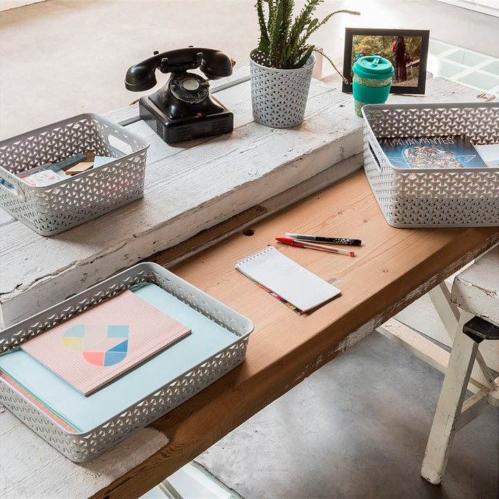 CURVER My Style - Set de 3 Bandejas Organizadoras de Cajones Rectangulares. Blanco