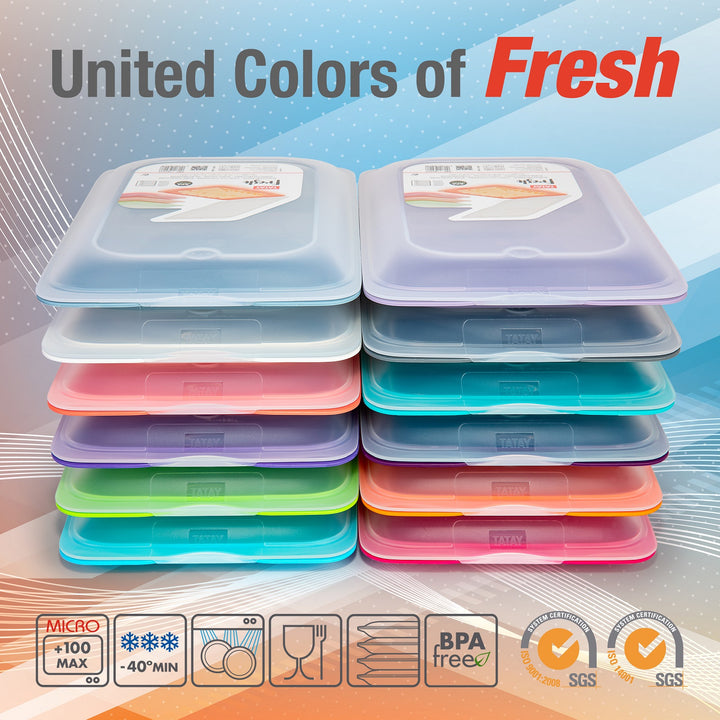 TATAY Fresh - Lote de 6 Recipientes Porta Embutidos y Alimentos. Colores Basicos ON