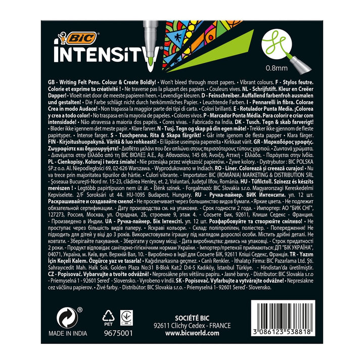 BIC 964893 - Estuche de 12 Rotuladores de Colores INTENSITY Medium Larga Duración