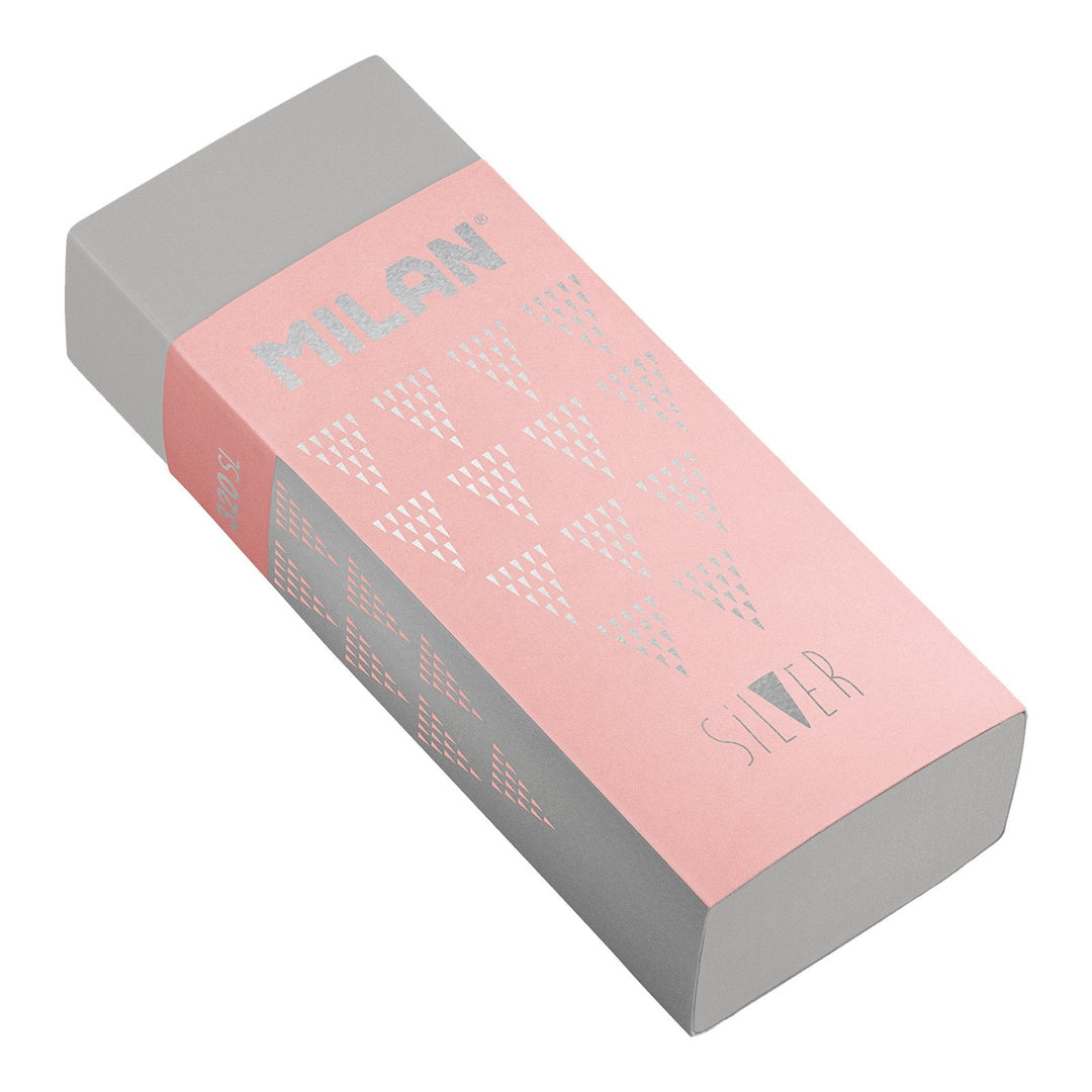 MILAN CPM320SL - Goma de Borrar Suave y Versátil Tipo Nata® 320, Edición Silver