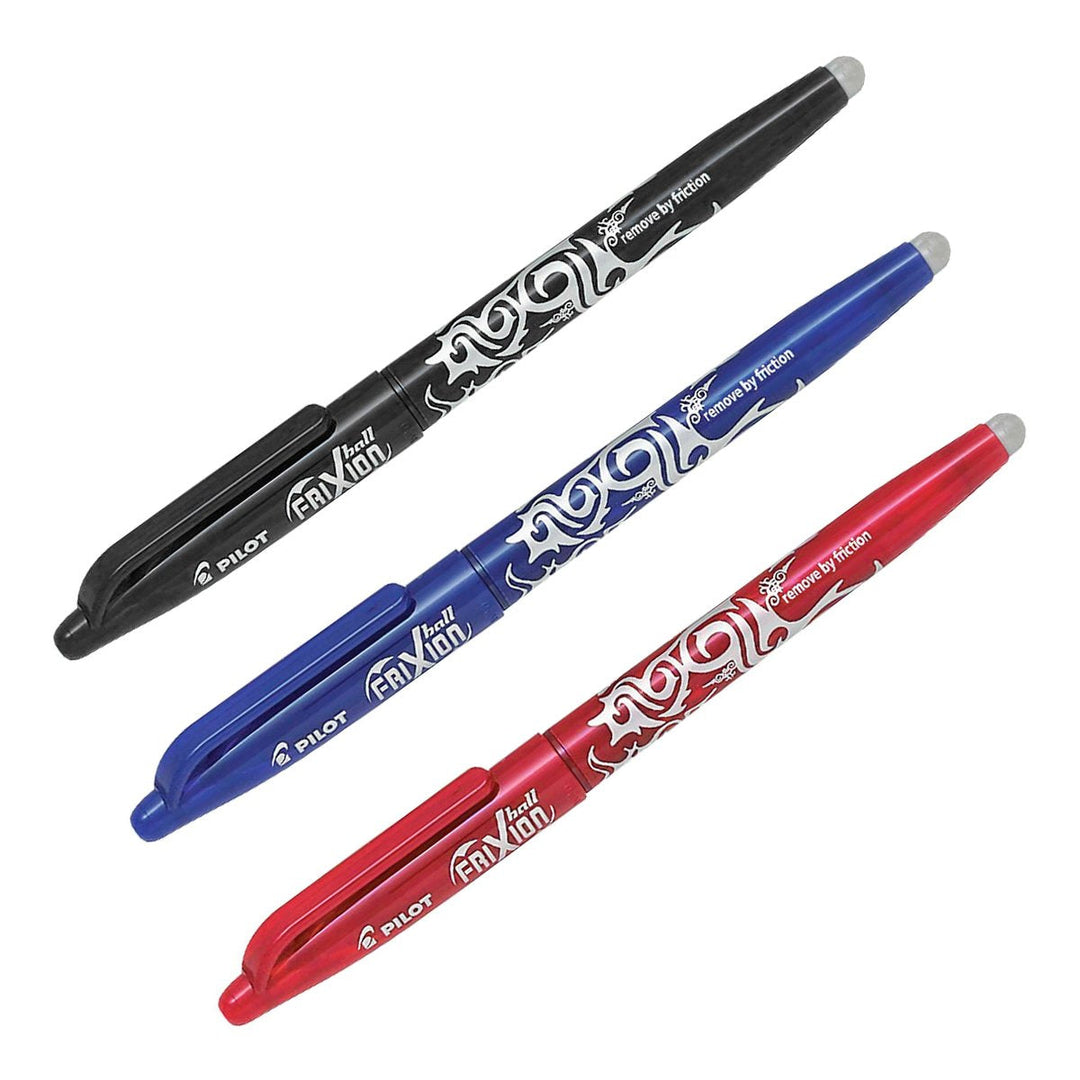 PILOT - Set de 3 Bolígrafos FriXion Ball Borrables y Recargables 0.7 mm Anti Fatiga. Rojo