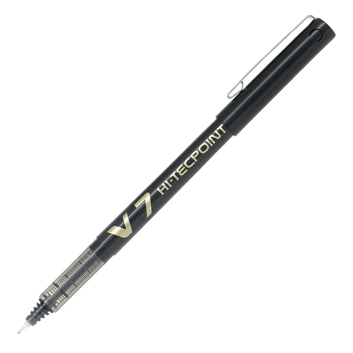 PILOT- Set de 6 Bolígrafos Roller V7 HI-TECPOINT Punta Fina 0.7 mm. Negro