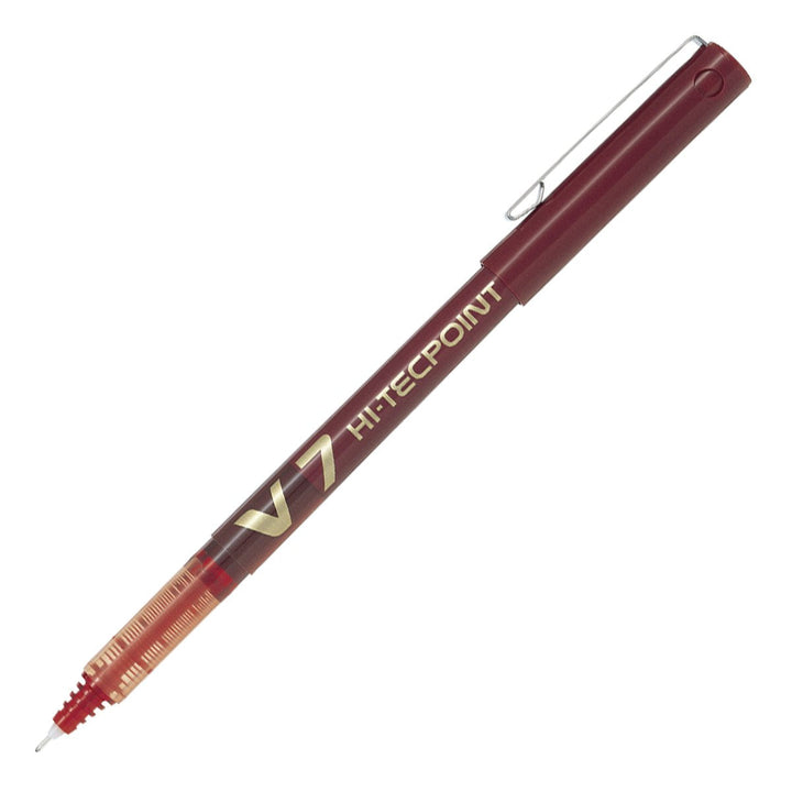 Bolígrafo Roller Ball de Punta Fina PILOT V7 HI-TECPOINT 0.7 mm, Tinta Líquida Rojo