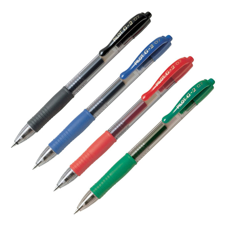 PILOT - Set de 6 Bolígrafos G-2 Roller Retráctil Punta Fina 0.7 mm Tinta de Gel. Verde
