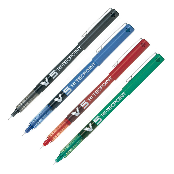 Bolígrafo Roller Ball de Punta Extra Fina PILOT V5 HI-TECPOINT 0.5 mm, Tinta Gel Verde