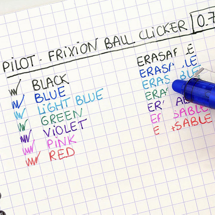 PILOT FriXion Ball Clicker - Bolígrafo Borrable y Recargable de 0.7 mm. Softgrip Anti Fatiga. AZUL