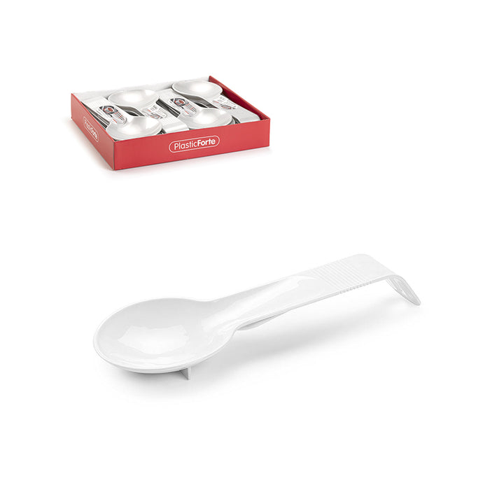 Plastic Forte - Juego de 2 Reposa Cucharas de Cocina con Mango Antideslizante. Blanco