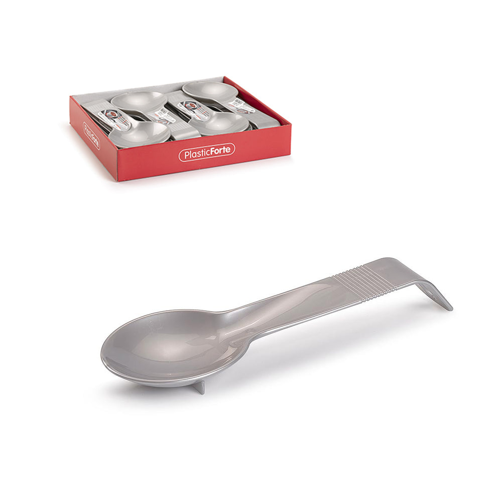 Plastic Forte - Juego de 2 Reposa Cucharas de Cocina con Mango Antideslizante. Plata