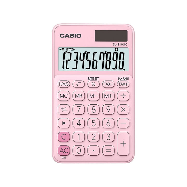 CASIO SL-310UC-PK - Calculadora de Bolsillo 10 Dig. con Estuche, Solar y Batería. Rosa