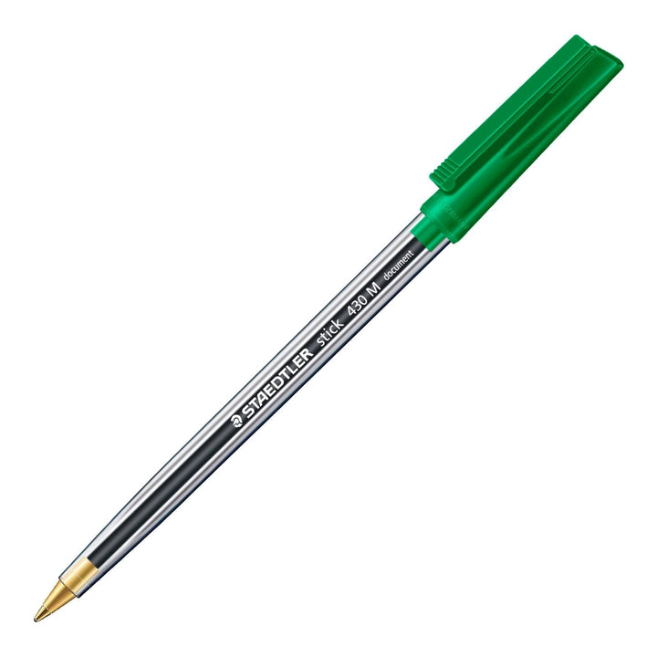 STAEDTLER - Caja de 50 Bolígrafos Stick 430 de Punta Media Color Verde