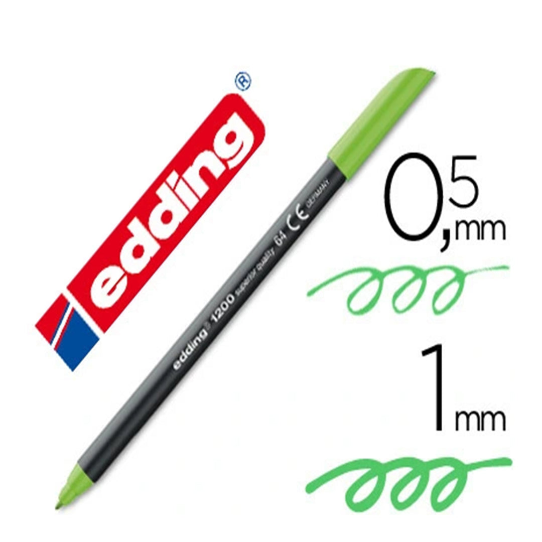 Edding 1200 - Rotulador de Fibra con Punta Redonda de 0.5 mm. Verde Neón