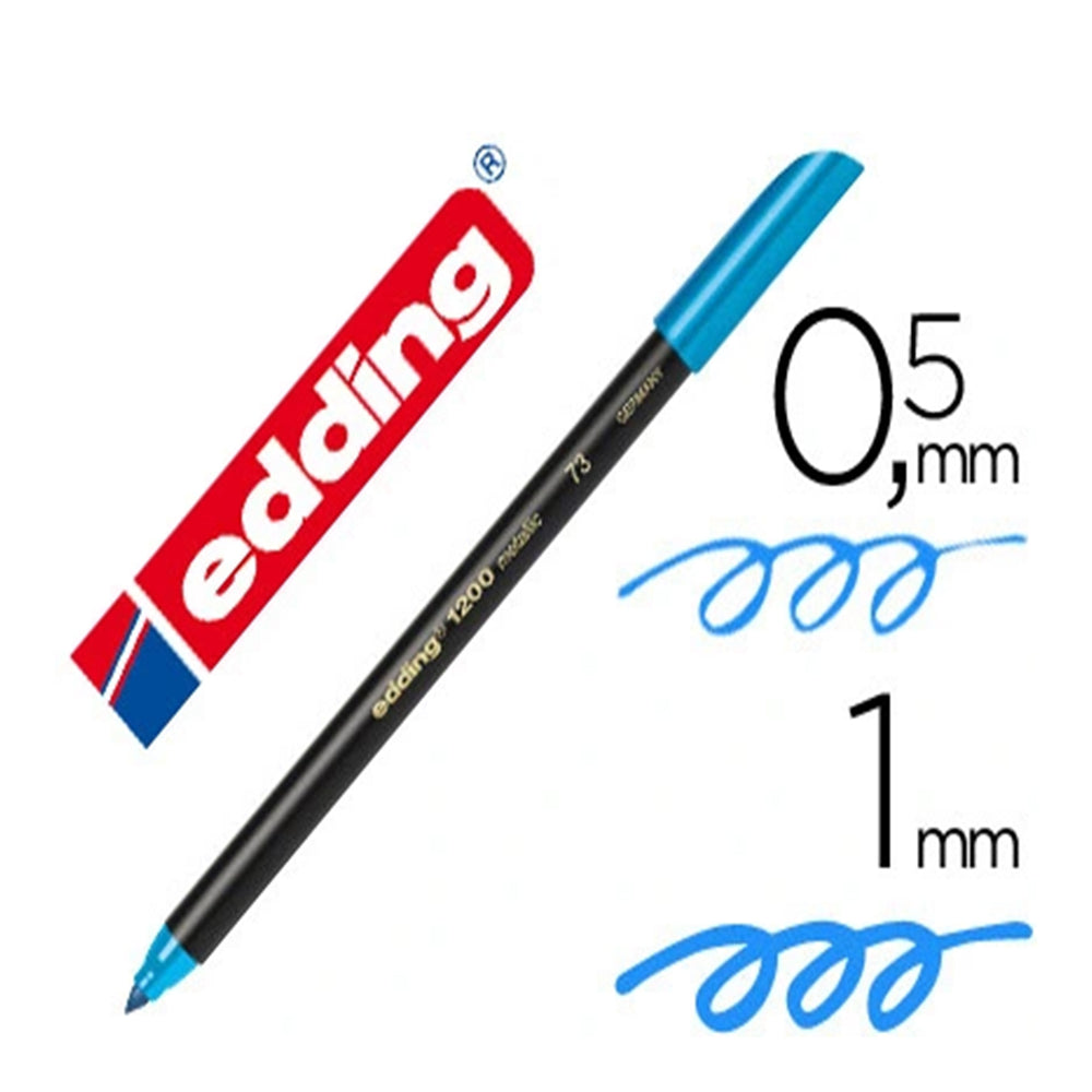 Edding 1200 - Rotulador de Fibra con Punta Redonda de 0.5 mm. Azul Claro