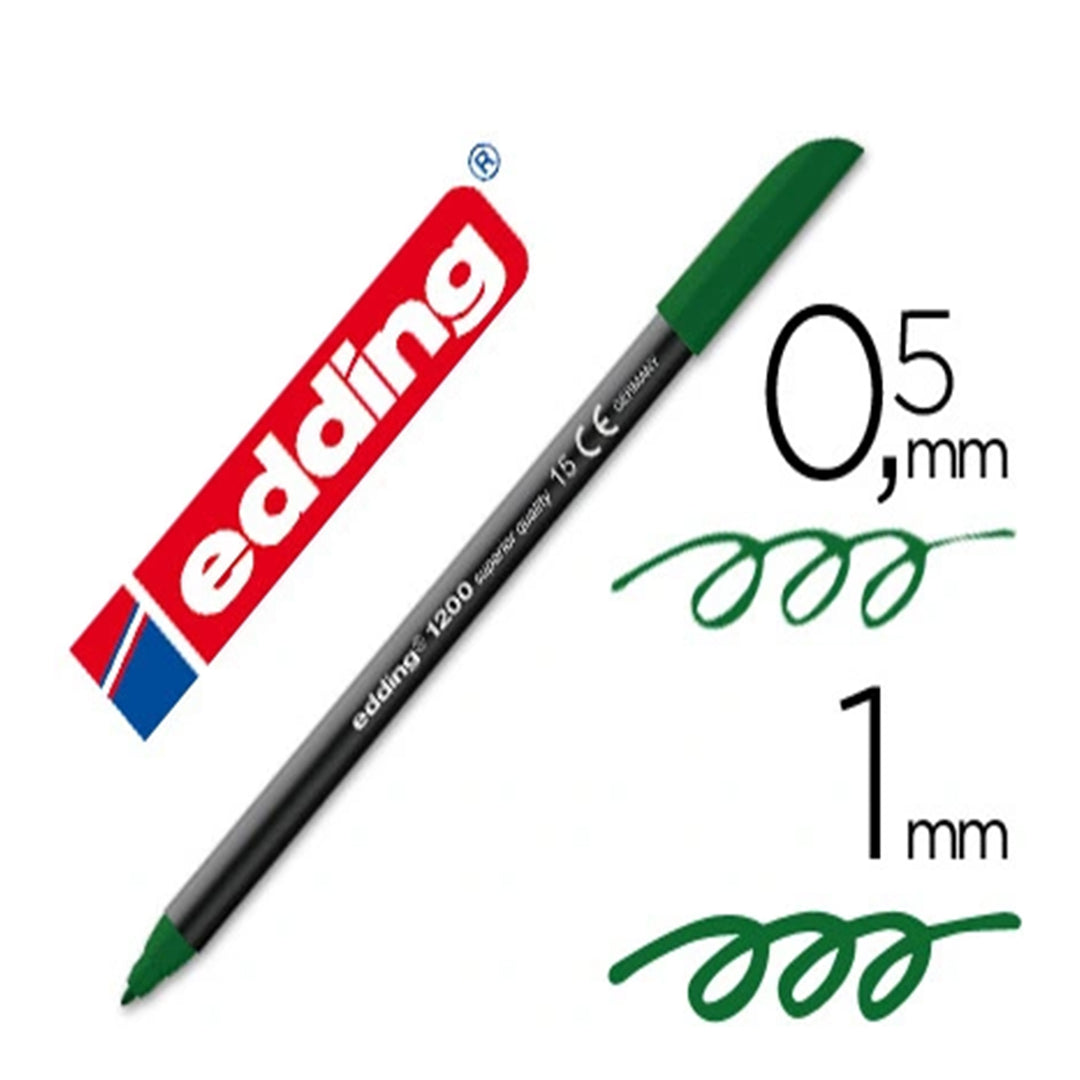 Edding 1200 - Rotulador de Fibra con Punta Redonda de 0.5 mm. Verde Oliva