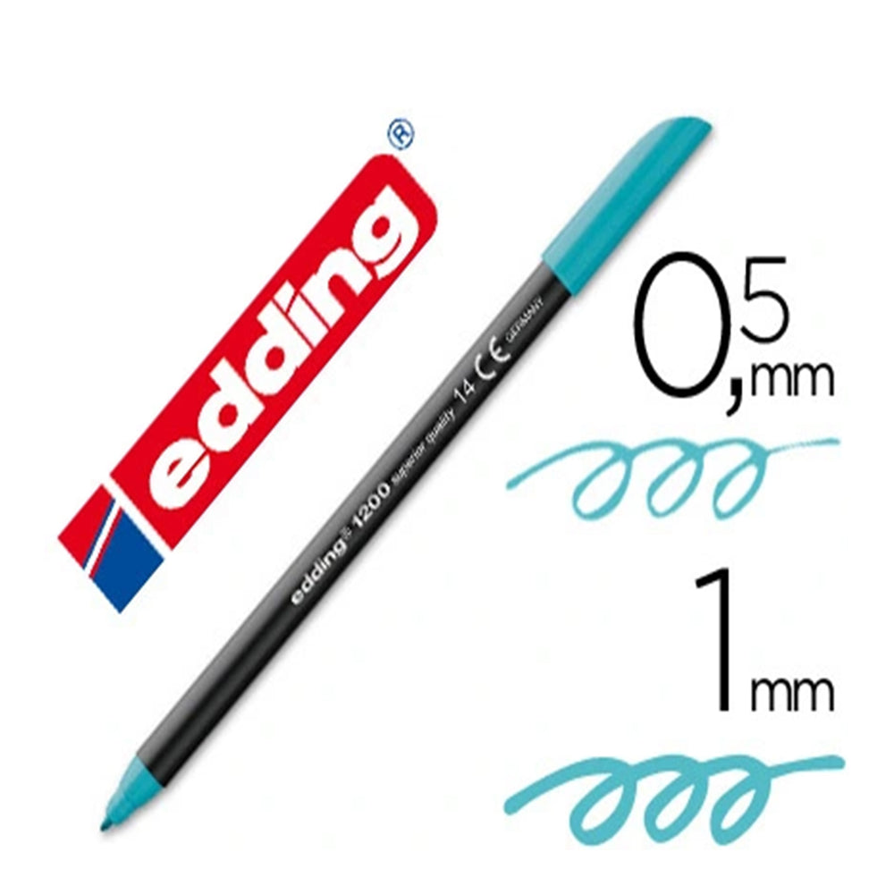 Edding 1200 - Rotulador de Fibra con Punta Redonda de 0.5 mm. Azul Turquesa