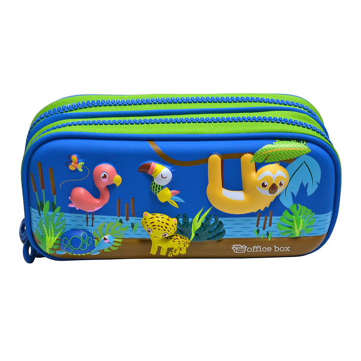 3D Magic - Estuche Escolar Doble con Cuerpo en Relieve. Jungle Azul