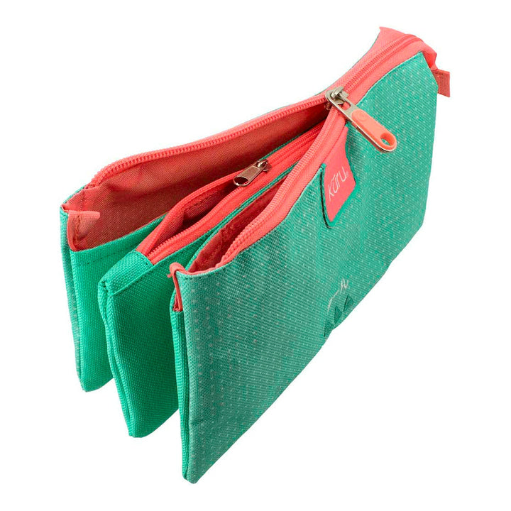 Grafoplás Kūru - Estuche Portatodo Triple Plano para Material Escolar. Turquesa