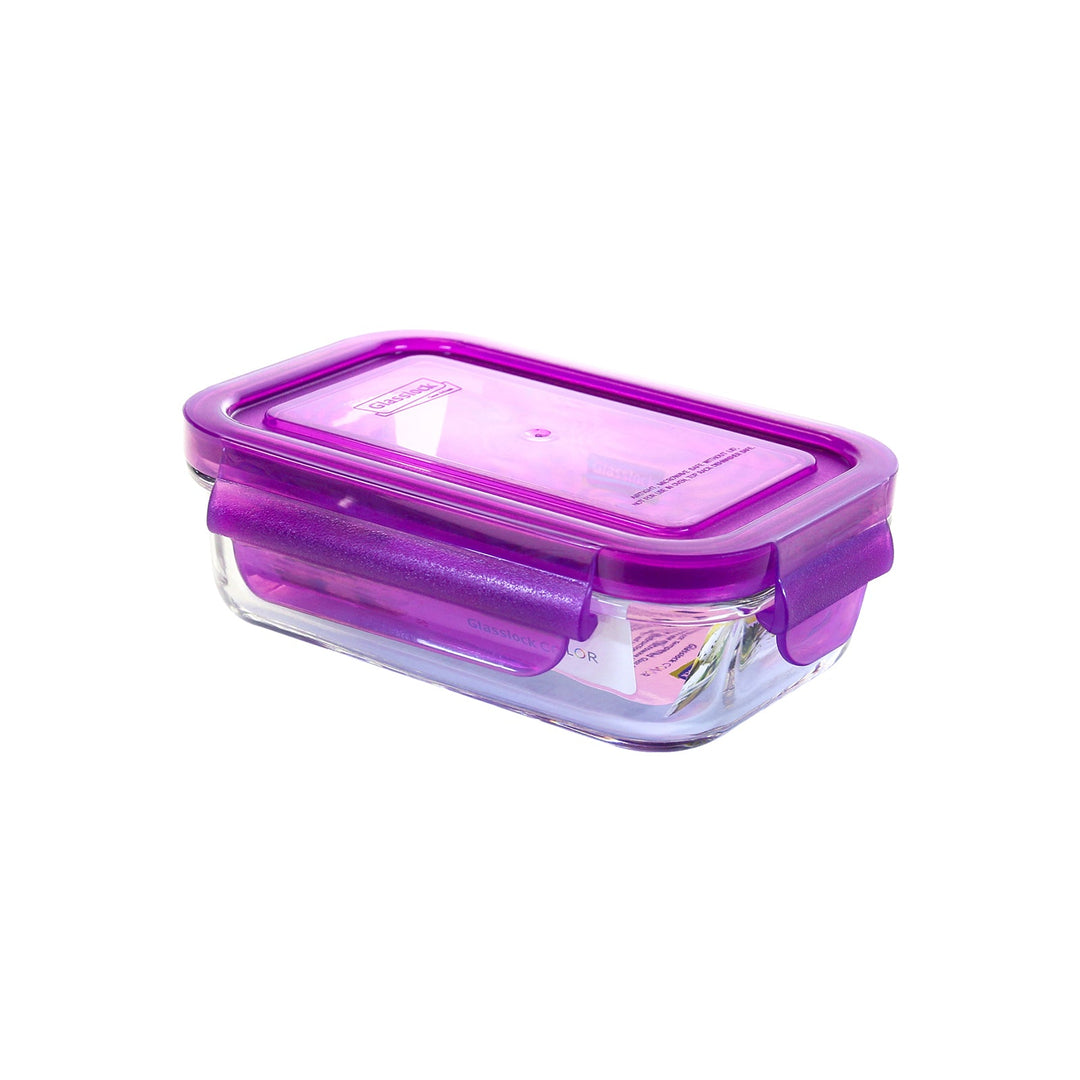 Glasslock Classic - Recipiente Hermético Rectangular de 0.4L en Vidrio Templado. Morado