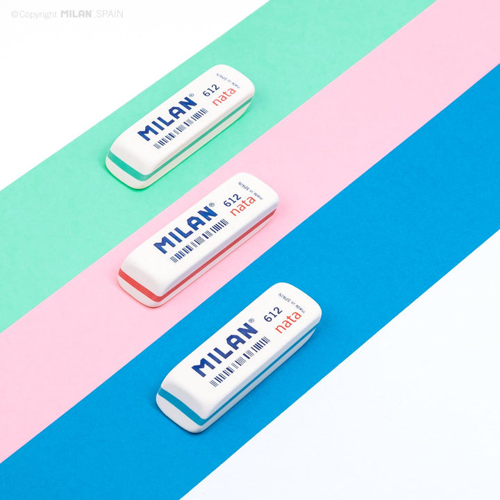 MILAN CPM612 - Set de 6 Gomas de Borrar Suaves y Versátiles Tipo Nata® 612 Biseladas