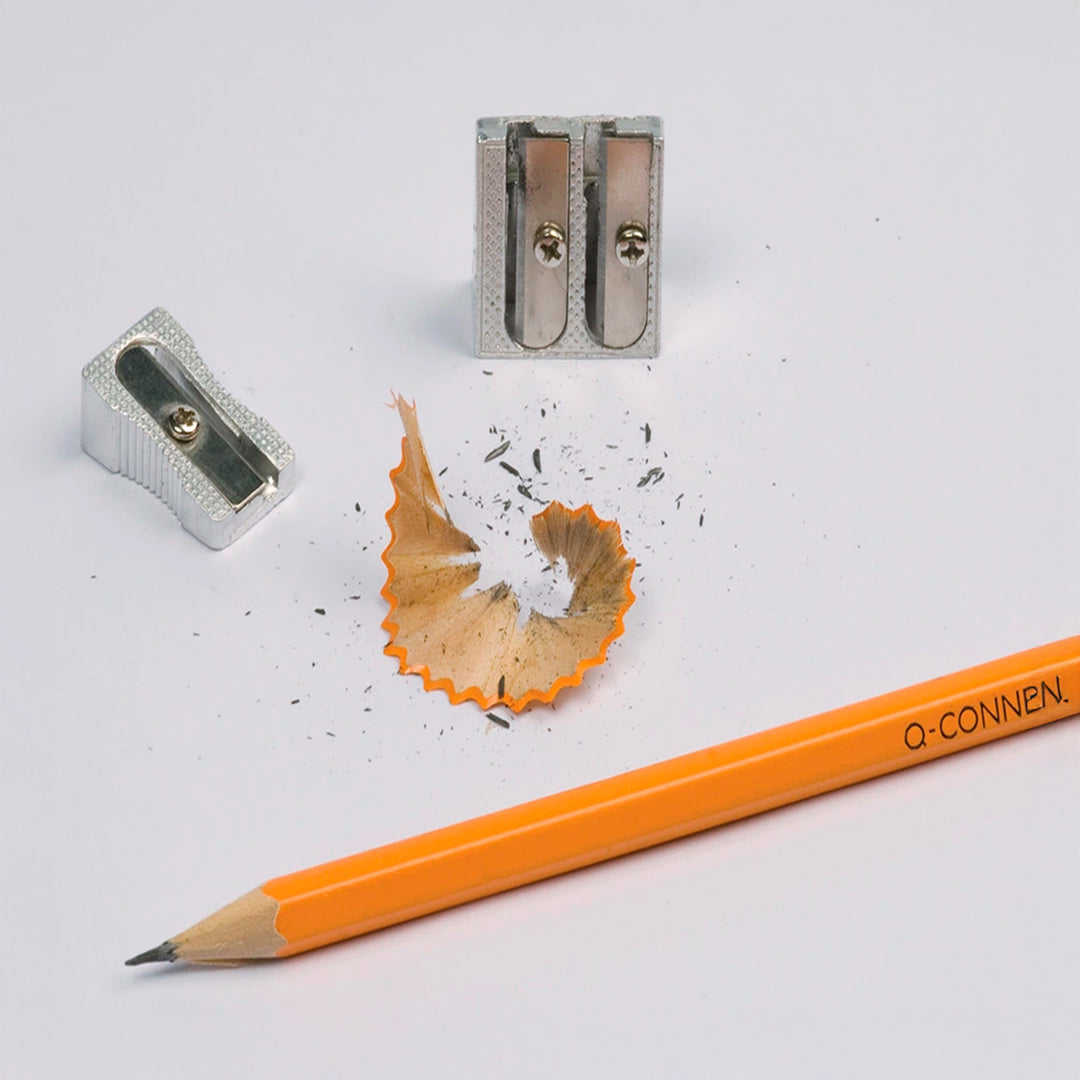 Q-CONNECT - Pack de 4 Sacapuntas Metálico de 2 Usos