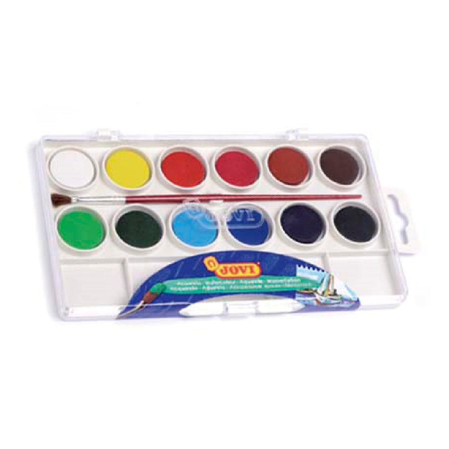 JOVI - Acuarela Jovi 12 Colores Con Pincel Estuche de Plastico