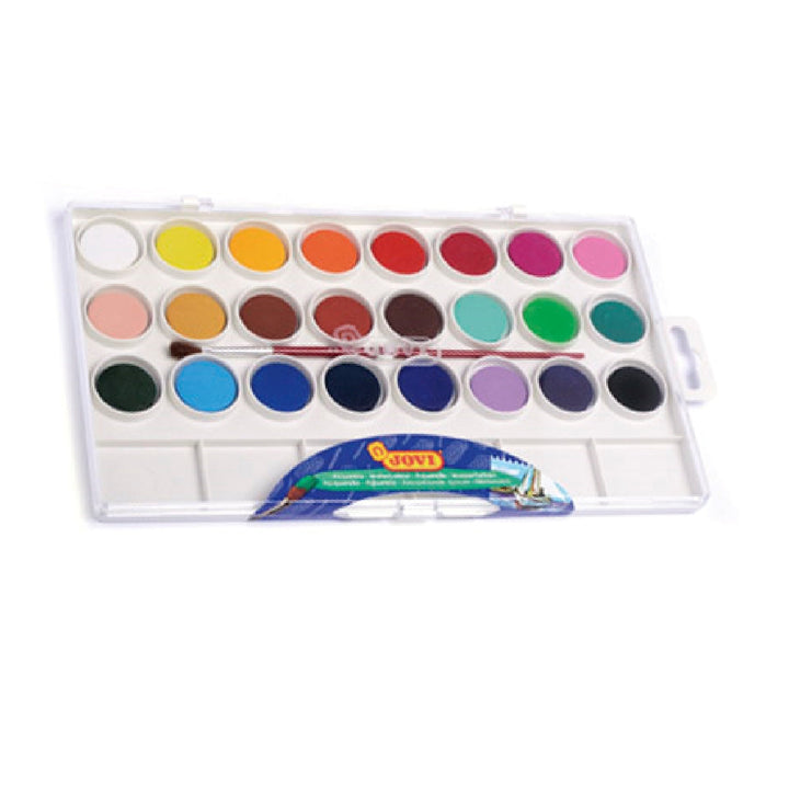 JOVI - Acuarela Jovi 24 Colores Con Pincel Estuche de Plastico