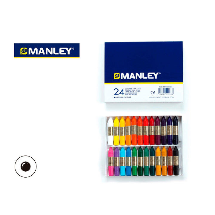 MANLEY - Lapices Cera Manley Caja de 24 Colores Surtidos