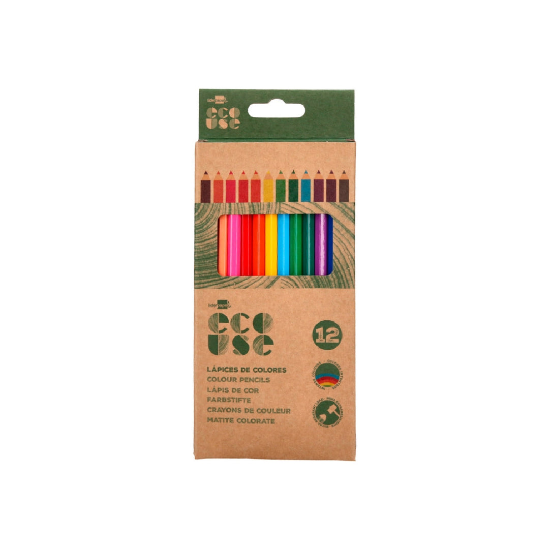 LIDERPAPEL - Lapices de 12 Colores Liderpapel Ecouse Caja 12 Surtidos con Certificado FSC
