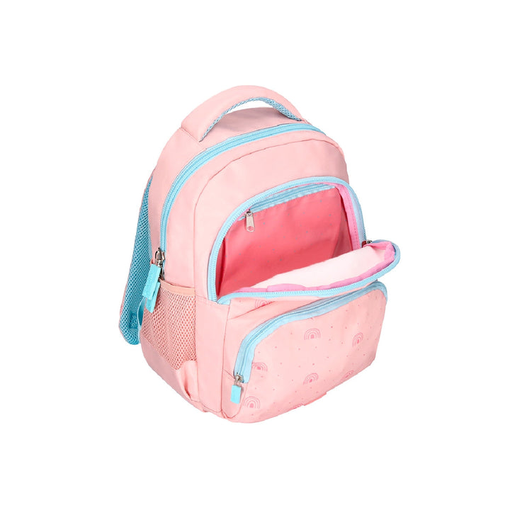 LIDERPAPEL - Cartera escolar liderpapel moc hila multibolsillo infantil rainbows rosa 350x110x270 mm. 