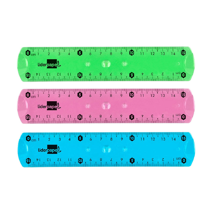 LIDERPAPEL - Regla Liderpapel Plastico Flexible de 15 CM Colores Surtidos