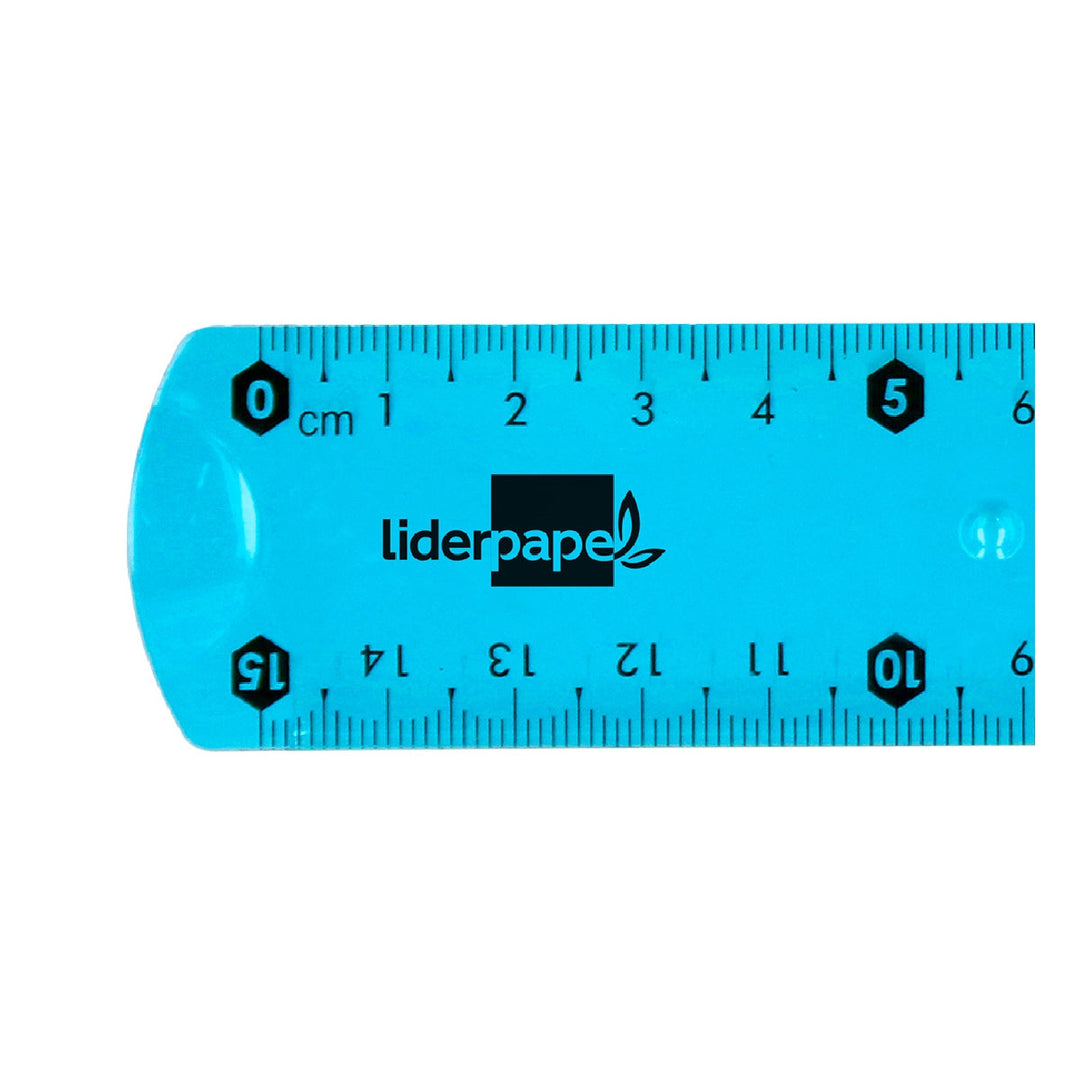 LIDERPAPEL - Regla Liderpapel Plastico Flexible de 15 CM Colores Surtidos