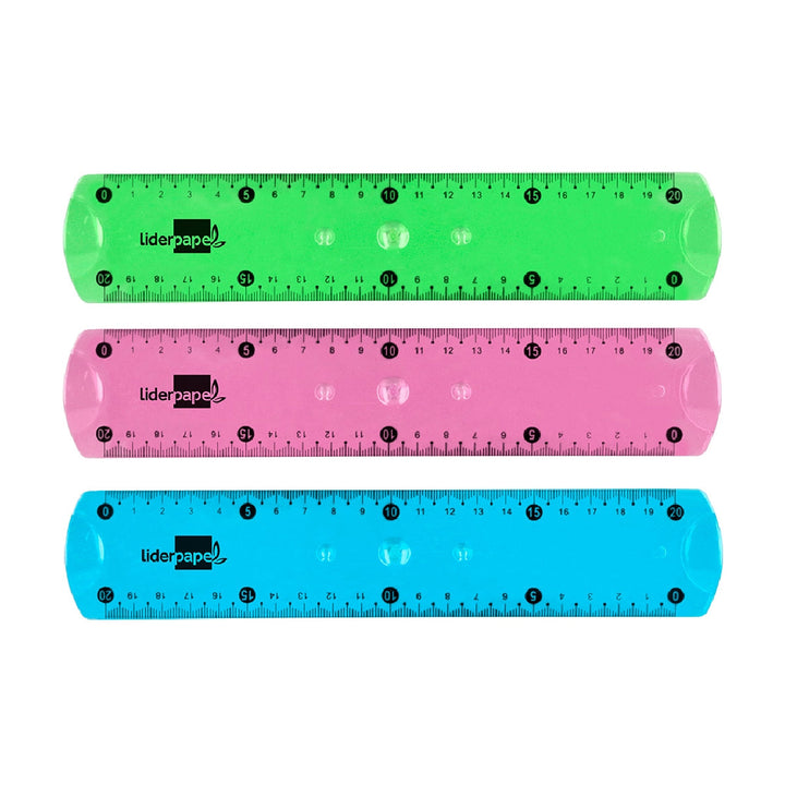 LIDERPAPEL - Regla Liderpapel Plastico Flexible 20 cm Colores Surtidos