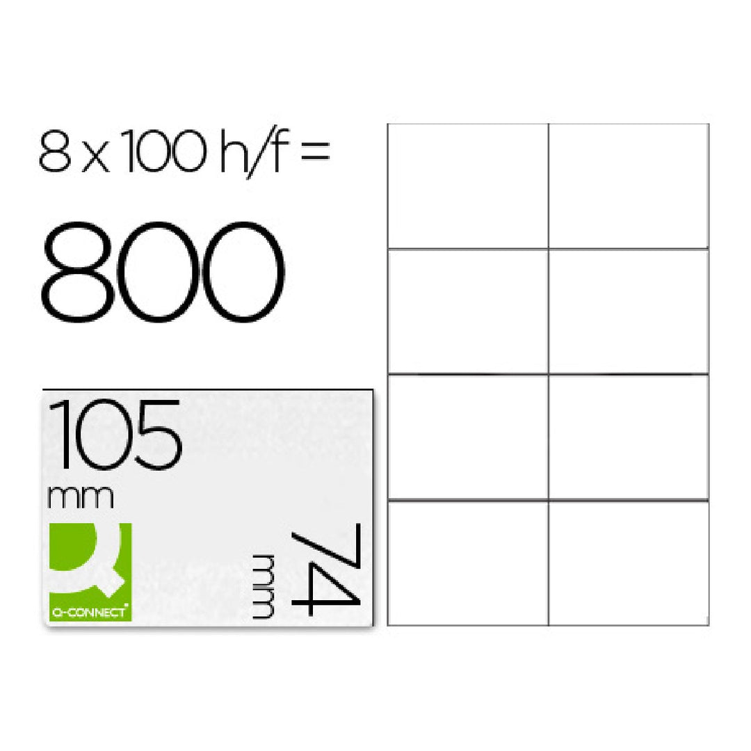 Q-CONNECT - Etiqueta Adhesiva Q-Connect Kf10659 Tamano 105x74 mm Fotocopiadora Laser Ink-Jet Caja Con 100 Hojas Din A4