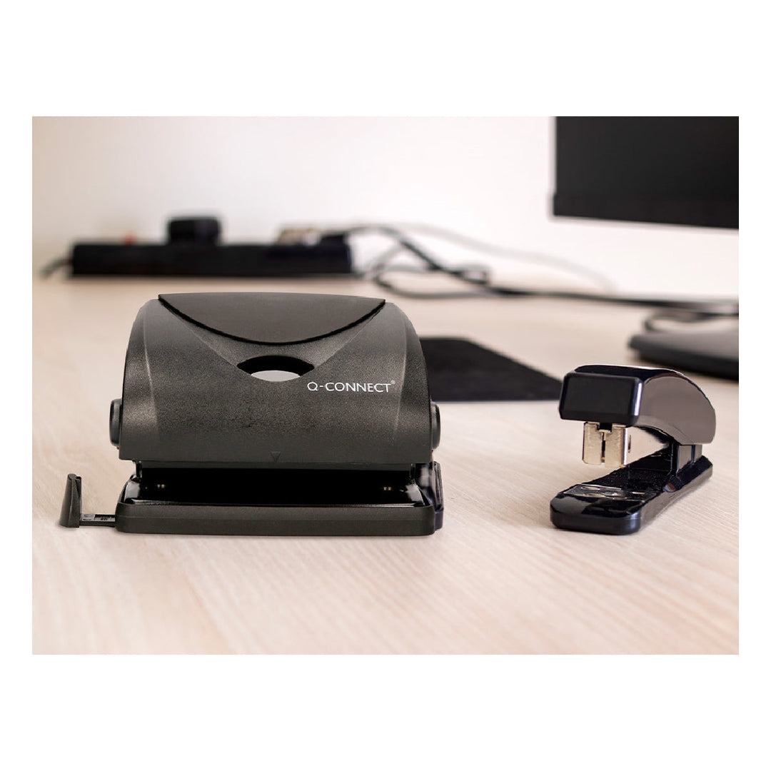 Q-CONNECT - Taladrador q-connect kf01234 negro abertura 2 mm capacidad 20 hojas. 