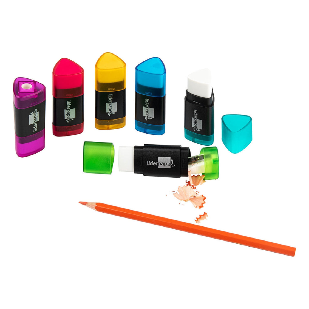 LIDERPAPEL - Goma de Borrar Liderpapel Triangular Con Sacapuntas.